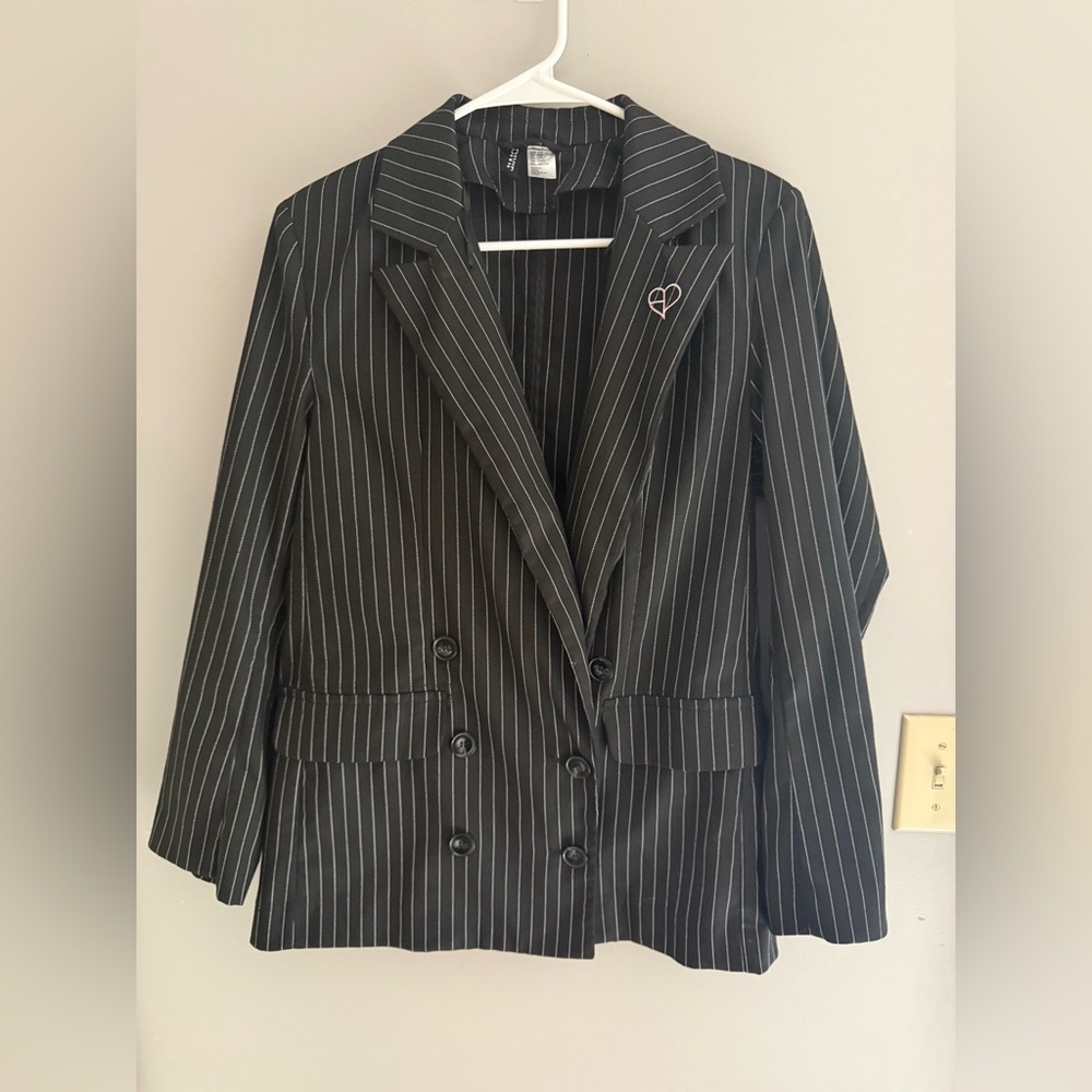 Divided By H&M Blackpink Oversized Pinstripe Blazer Jacket Woman’s SZ XXS